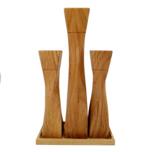 1..Salz-Pfeffermühle Eiche 3x +Untersetzer